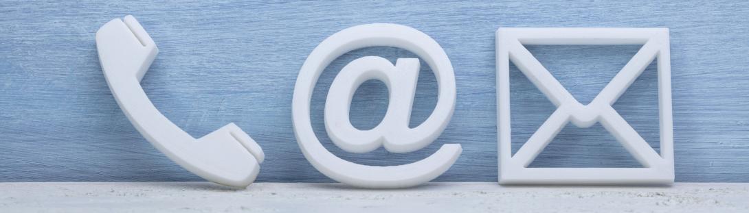 Icons for Phone, email, and mail